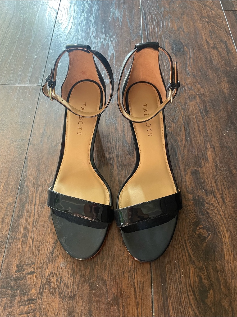 Talbots Navy Patent Ankle-Strap Heels